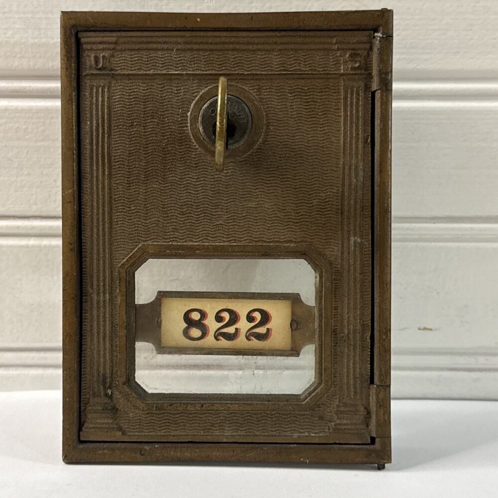 Vintage Corbin Brass Post Office Box Door Hardware 1950s W/Working Key